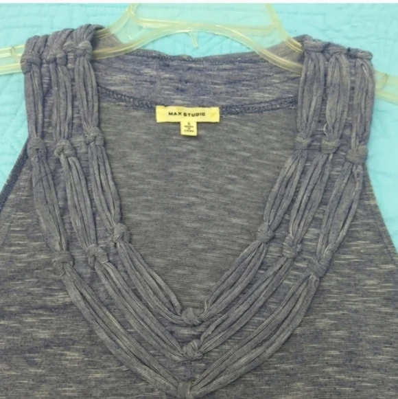 👋 FINAL MARKDOWN CLOSET CLOSING Max Studio A-Line Sleeveless Blue Summer Knit - Picture 3 of 6